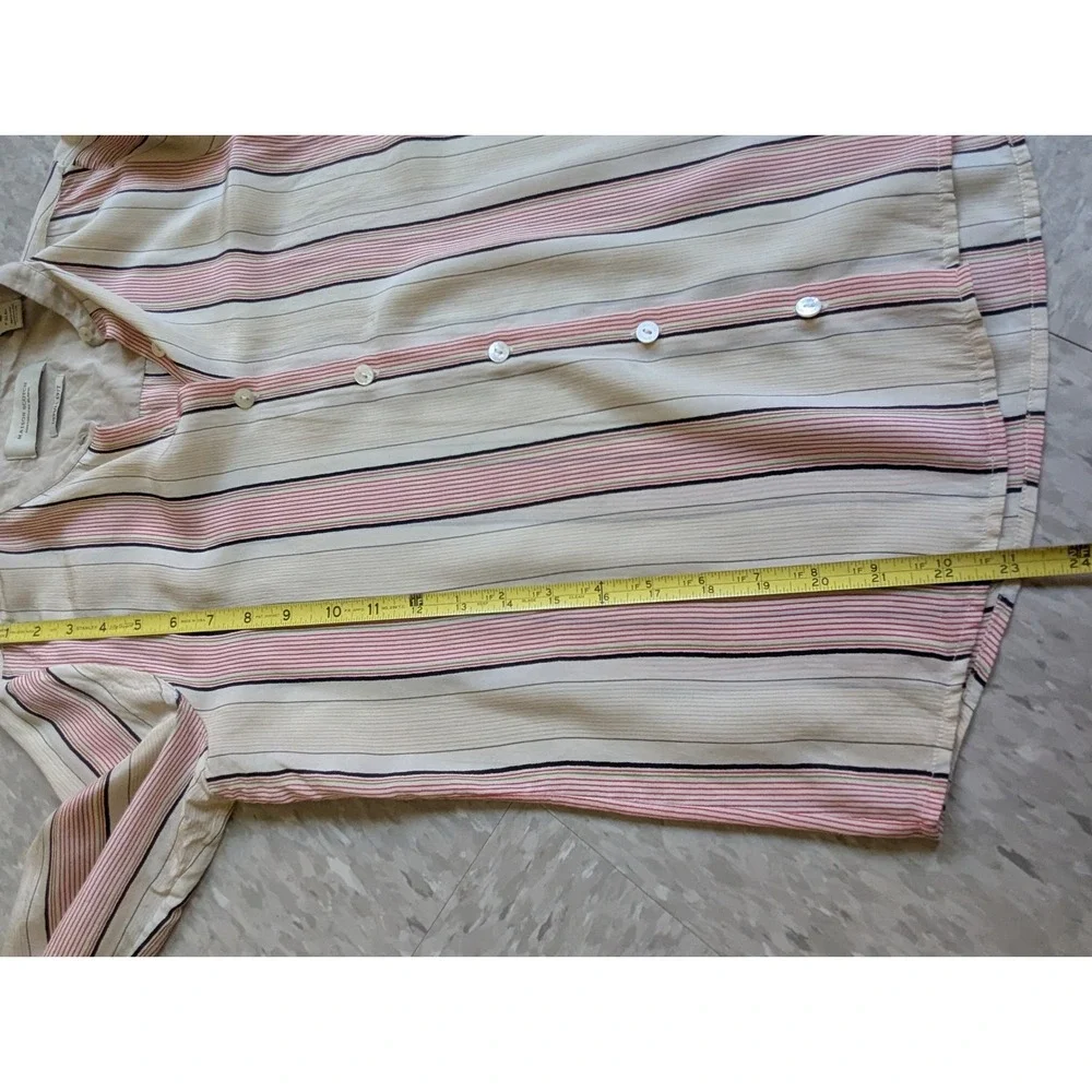 Maison Scotch Amsterdams Blauw Silk Striped‎ Button Down Blouse Pink Cream Black